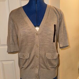Grey/Taupe Button-Up Cardigan with Pockets